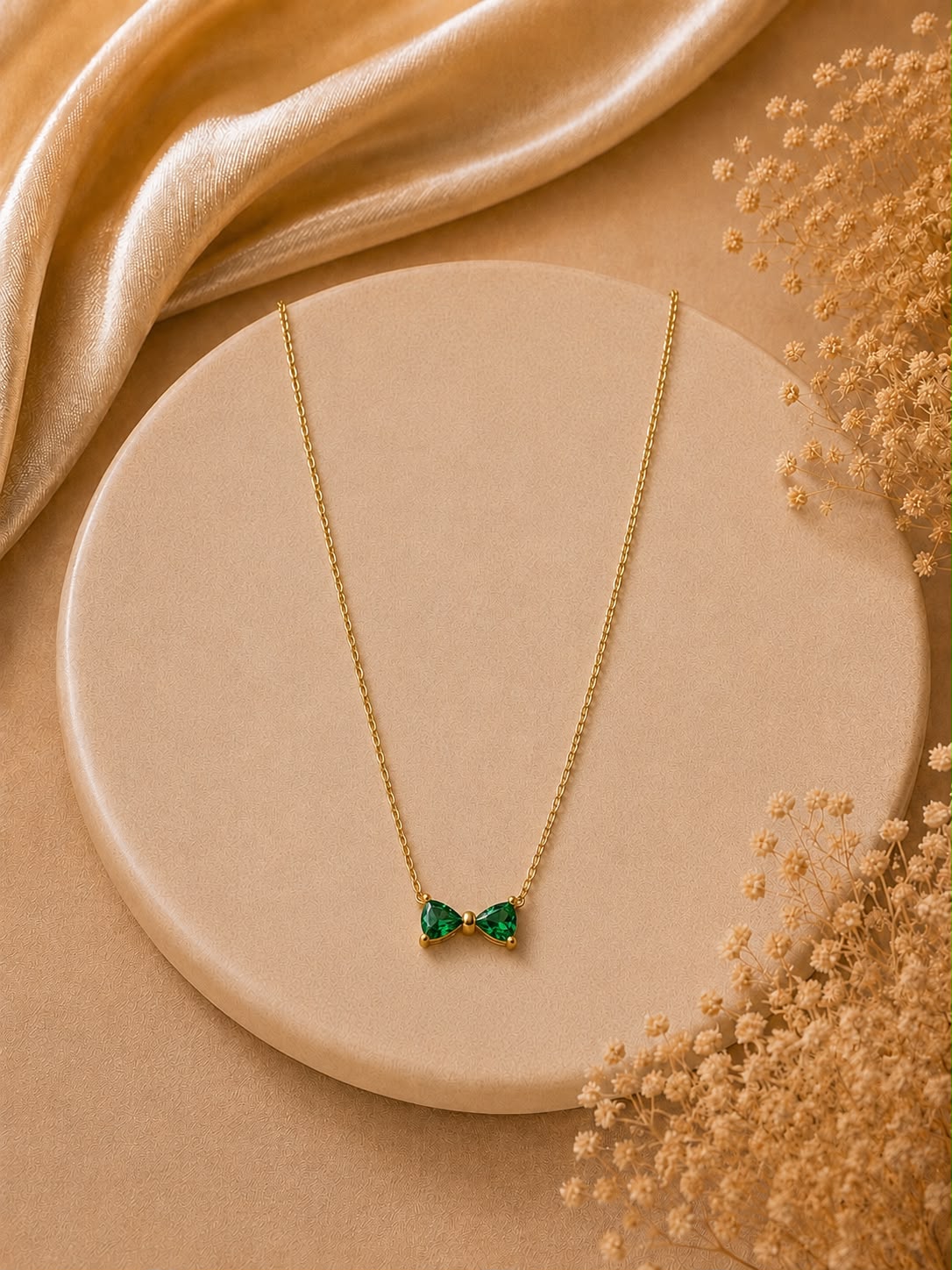 Emerald Bow Necklace
