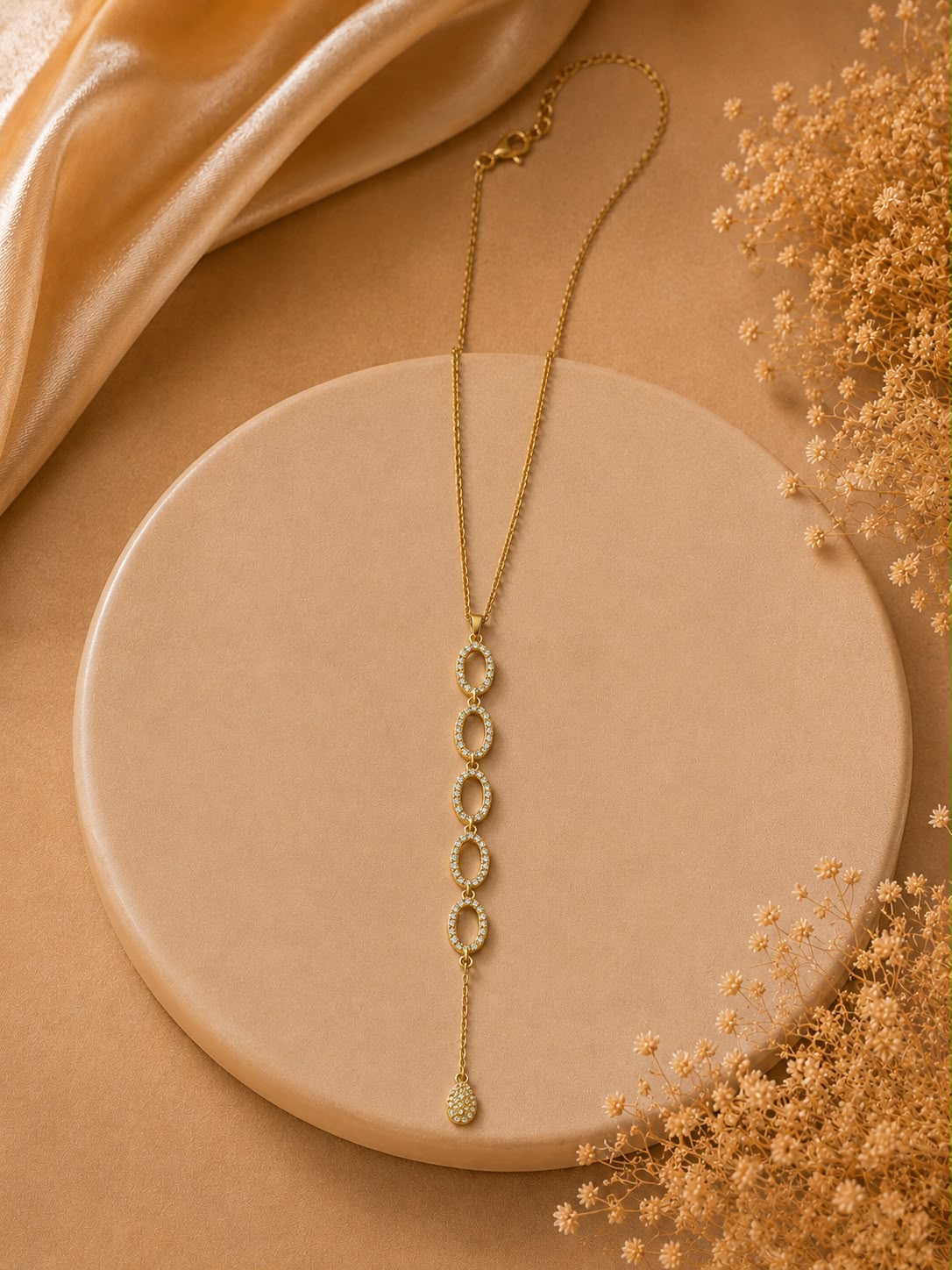 Crystal Cascade Lariat Necklace