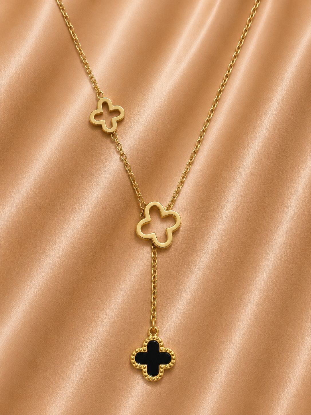 Midnight Clover Drop Necklace