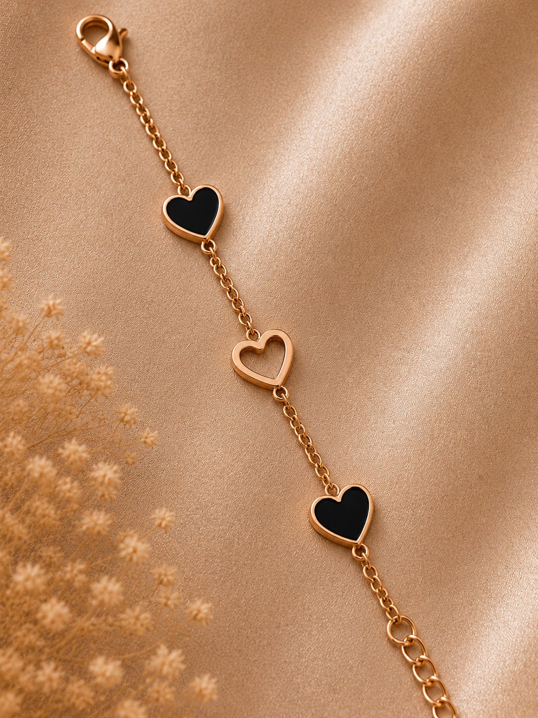 Rose Gold Heart Link Bracelet