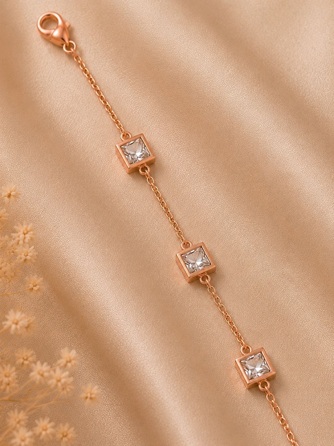 Rose Gold Crystal Cube Bracelet
