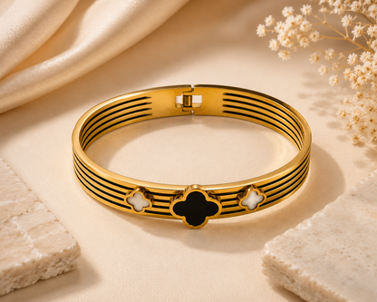 Floral Thick Bangle Bracelet