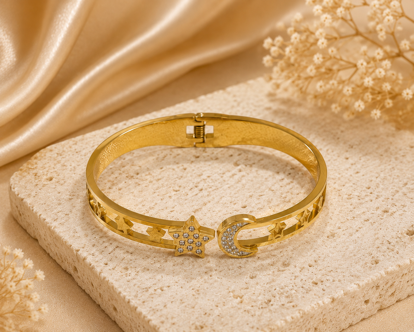 Moon &Star Gold Bangle bracelet