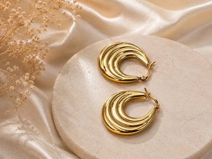 Golden Ripple Hoops