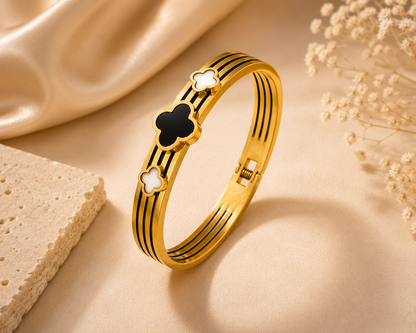 Floral Thick Bangle Bracelet