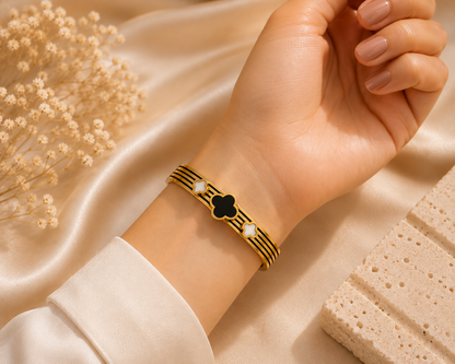 Floral Thick Bangle Bracelet