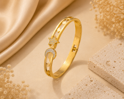 Moon &Star Gold Bangle bracelet