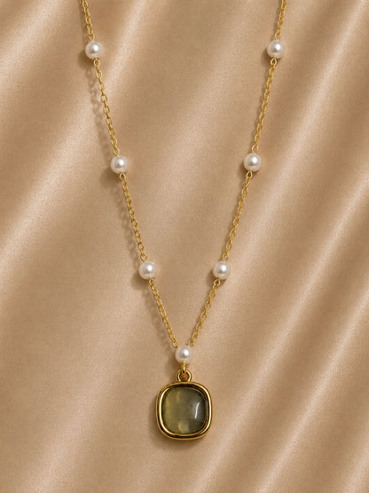 Smoky Gray Stone Pendant Necklace