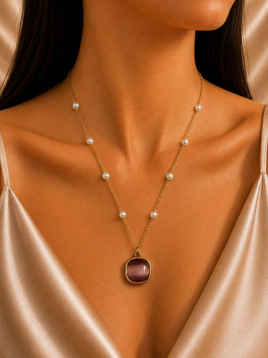 Plum Pearl Necklace