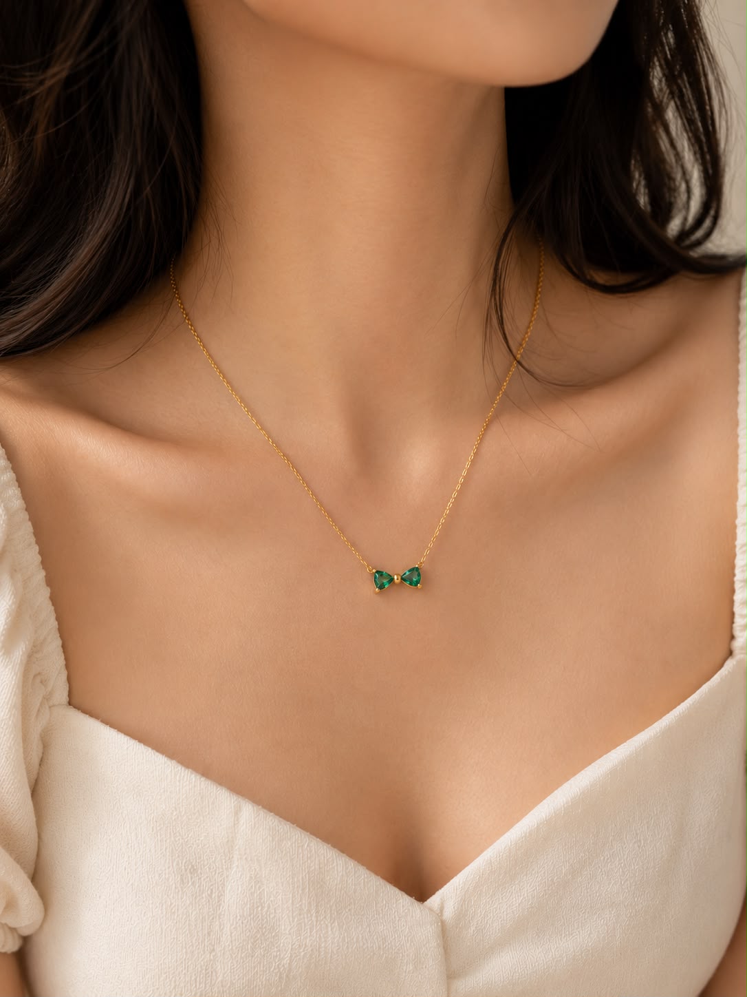 Emerald Bow Necklace