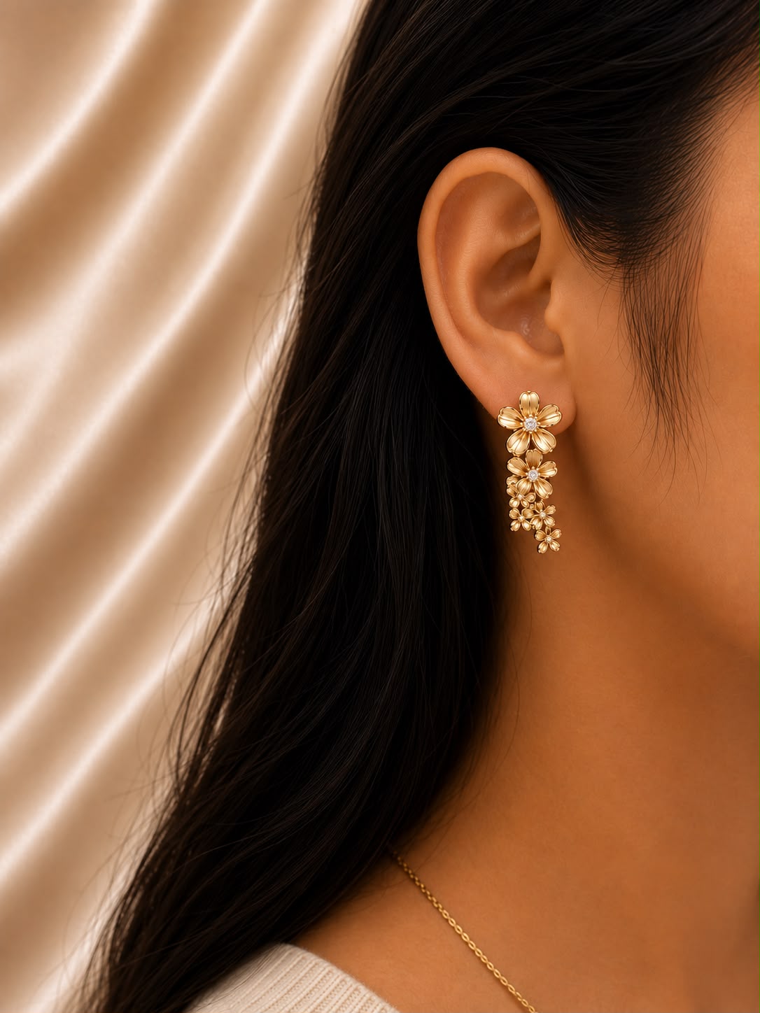 Xuping Golden Blossom Trail Earrings
