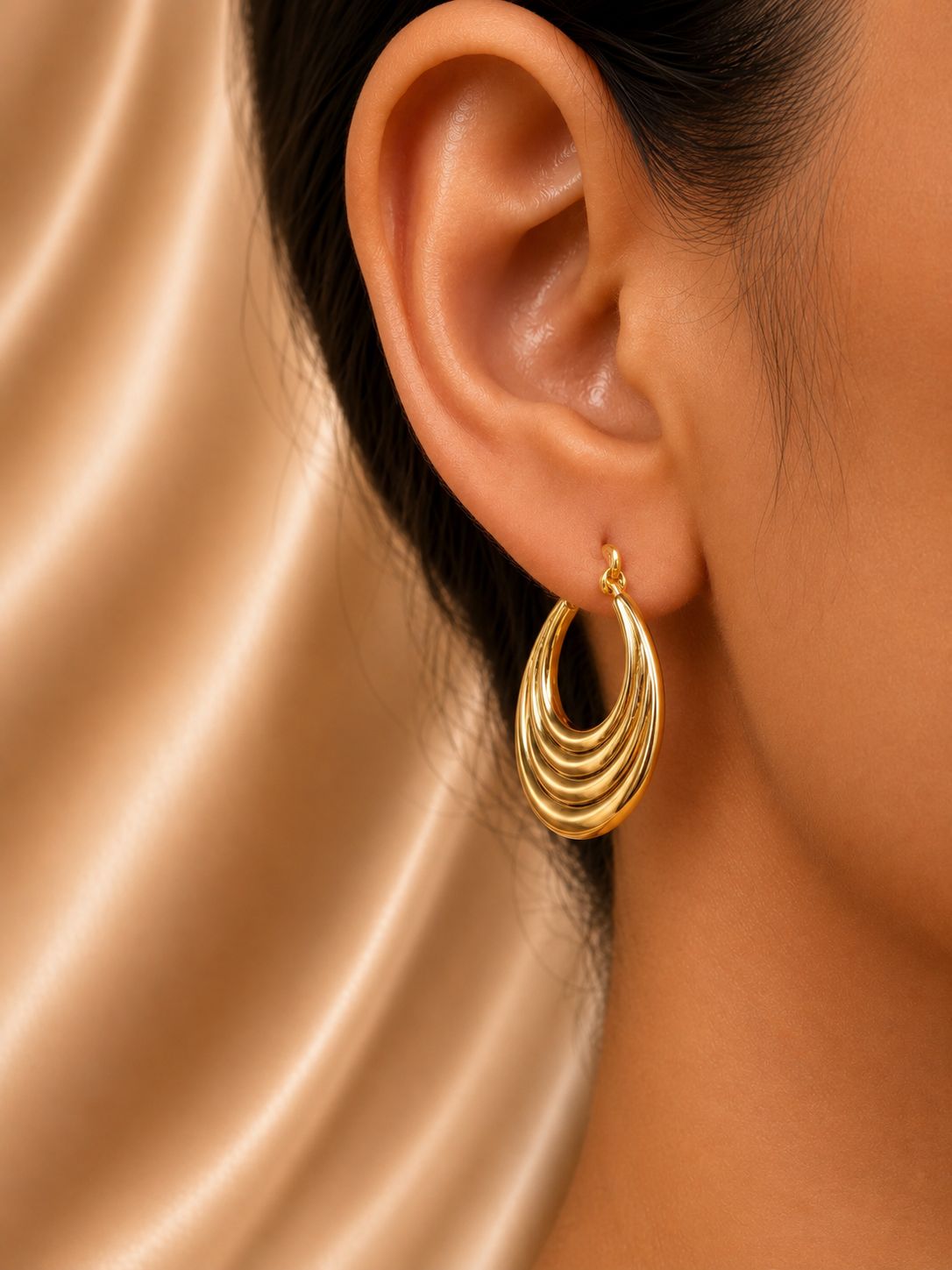Golden Ripple Hoops