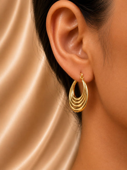 Golden Ripple Hoops