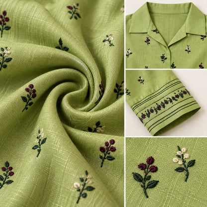 Pista Green Shimmer Rayon Embroidered Short Kurti for Women