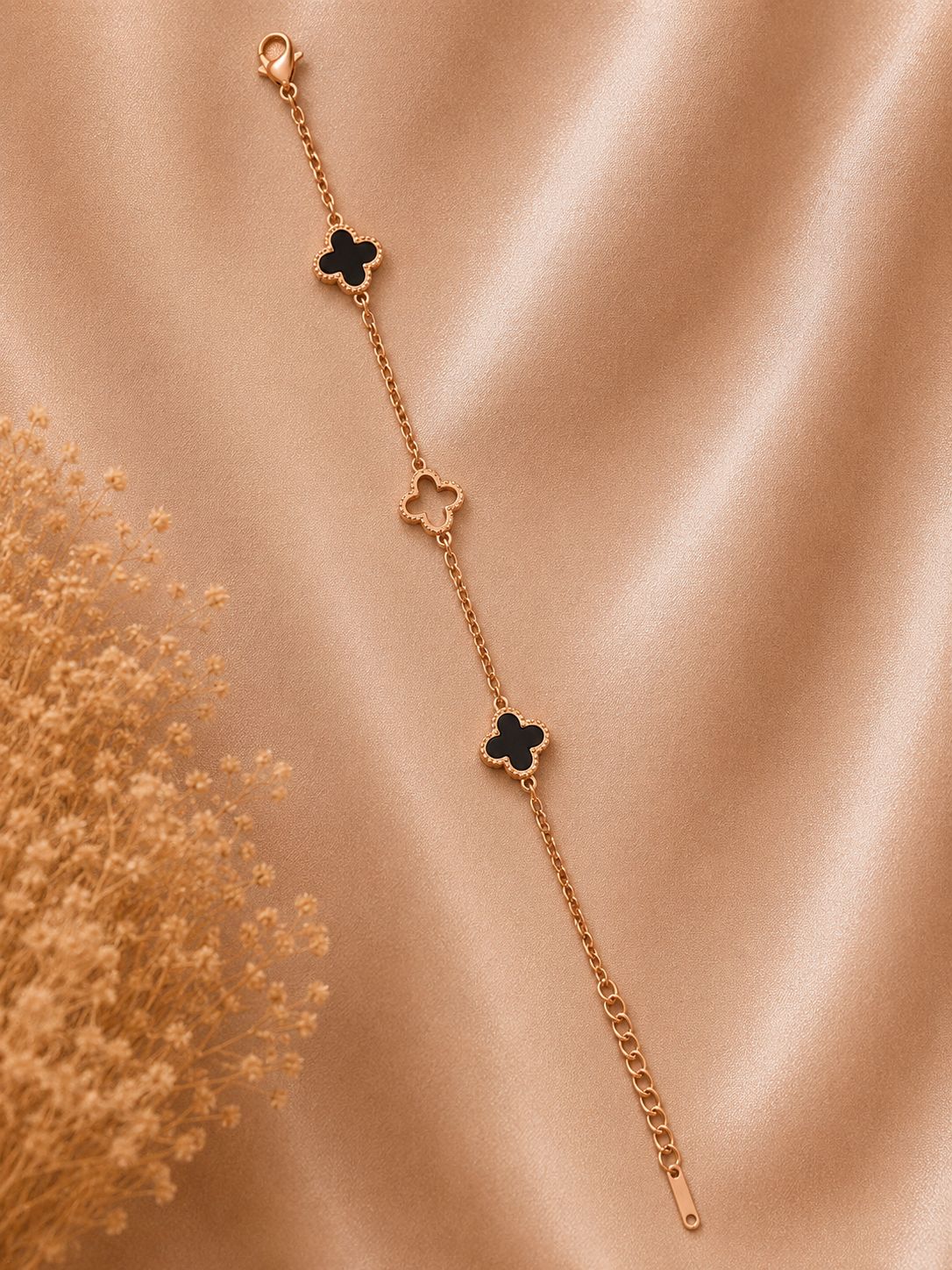 Rose Gold Clover Charm Bracelet