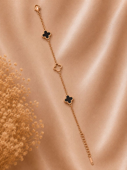 Rose Gold Clover Charm Bracelet