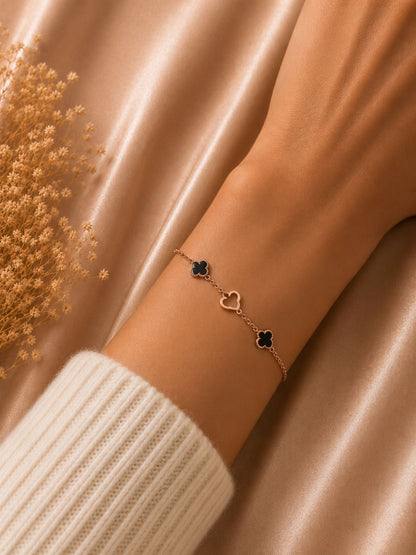 Rose Gold Clover Charm Bracelet