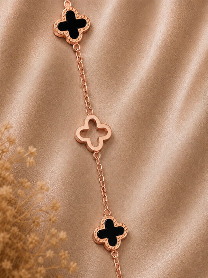 Rose Gold Clover Charm Bracelet