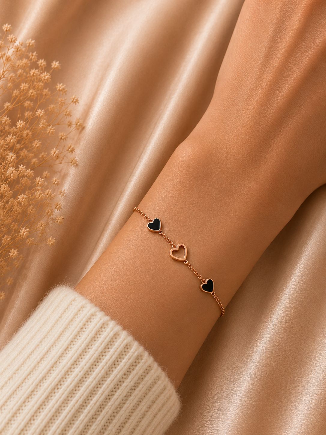 Rose Gold Heart Link Bracelet