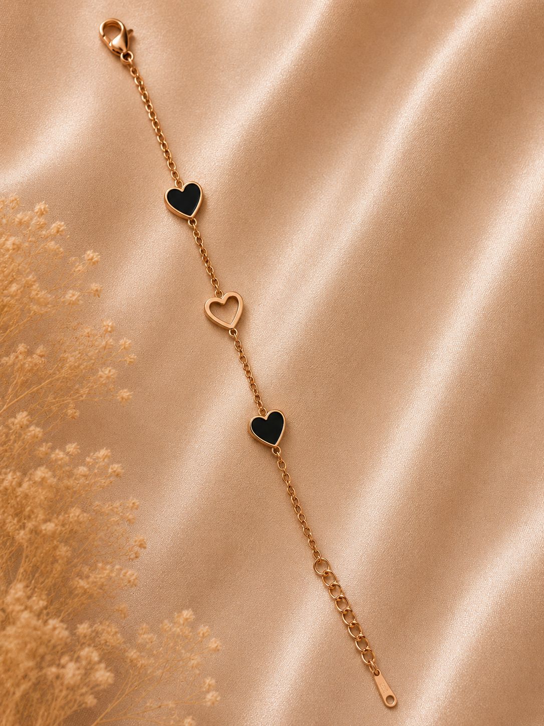 Rose Gold Heart Link Bracelet