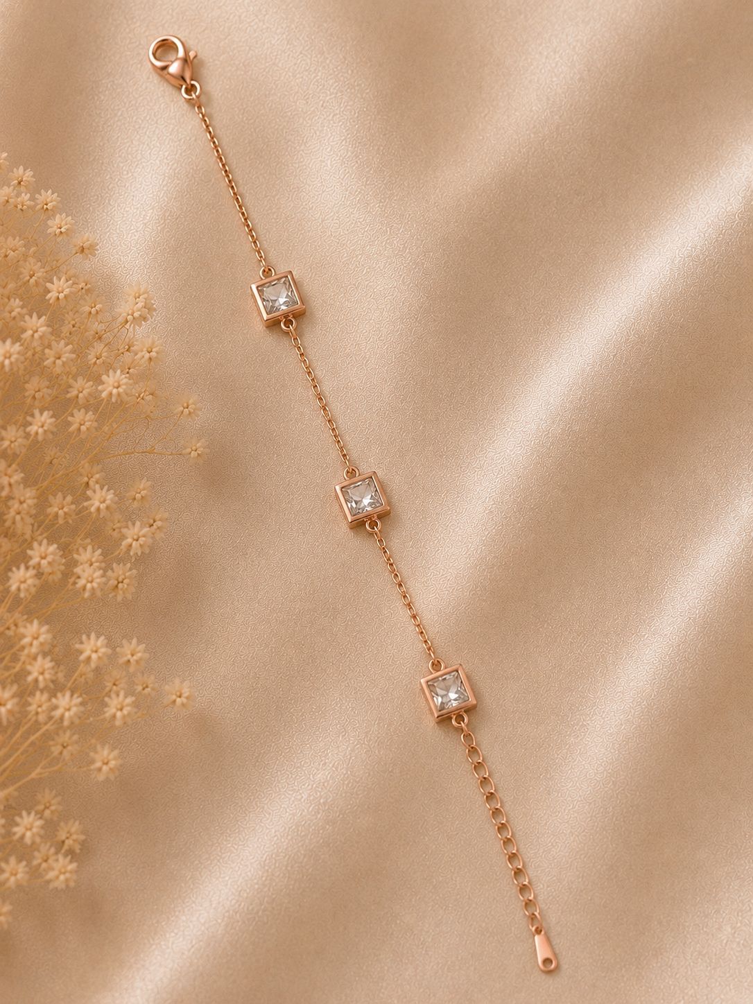 Rose Gold Crystal Cube Bracelet