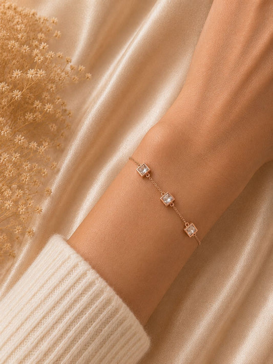 Rose Gold Crystal Cube Bracelet