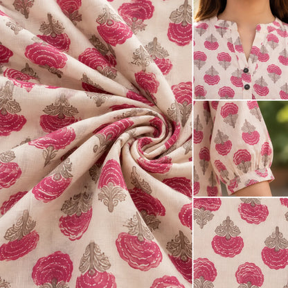 Rose Bloom Pure Bamboo Silk Short Kurti for Women